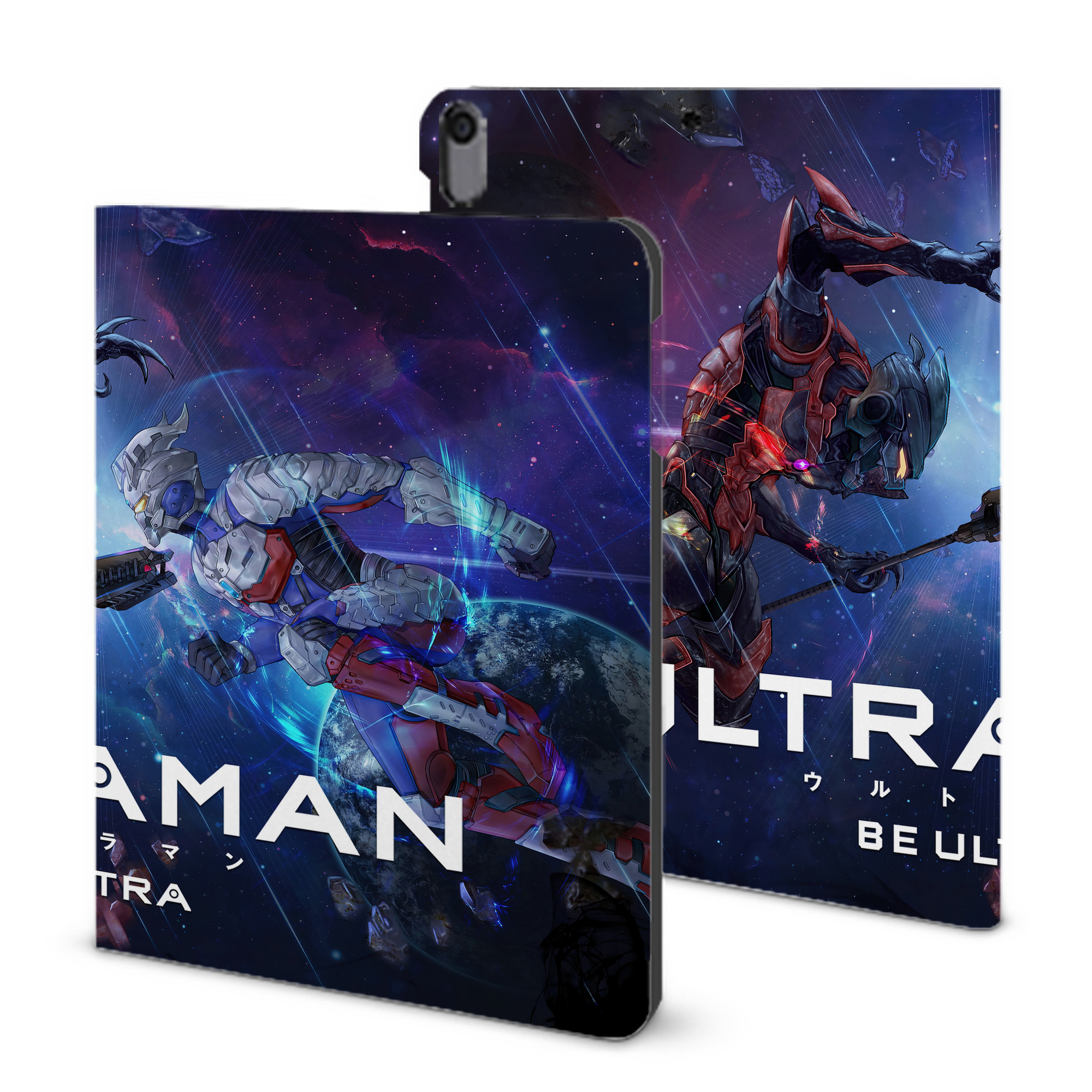 （画像用） ウルトラマン Ultraman IPad ケース ブック型 PUレザー TPU 耐衝撃 軽量 薄型 ペン収納なし 全面保護 IPad 各モデル対応